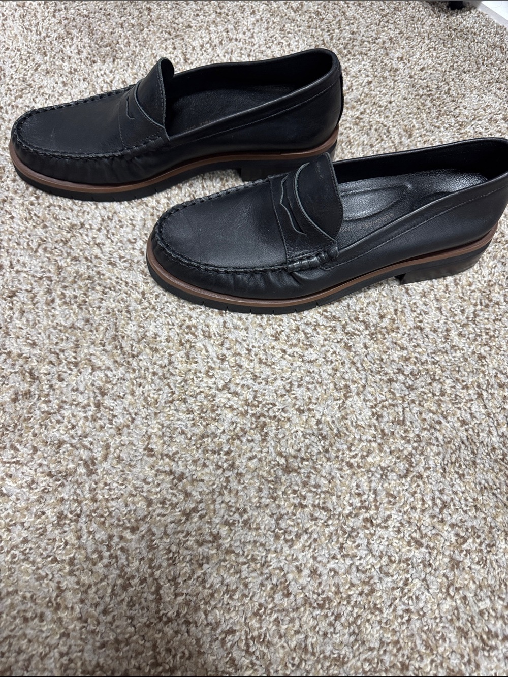 Black Leather Penny Loafers by Brioso